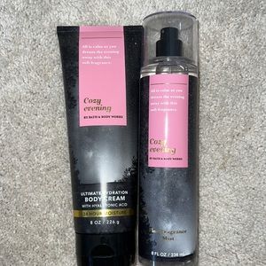Bath & body works Cozy Evening Fine Fragrance Mist and Ultimate Hydration Cream